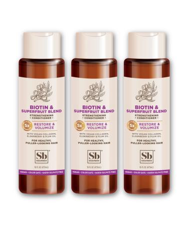 Soapbox Biotin & Superfruit Conditioner, Volumizing, Vegan, Color Safe, Sulfate & Silicone Free Hair Conditioner w/Elderberry and Plum Oil - 16oz, Pack of 3 Biotin & SuperFruit Blend 16 Fl Oz (Pack of 3)
