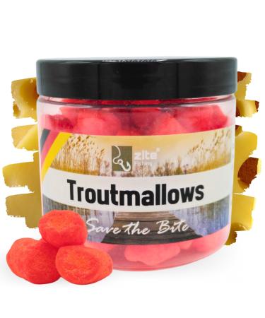 Zite Fishing Troutmallows - Highly Marshmallow Forelle bait - Intensive flavors & bright colors - 40g can - Perfect for basic assembly & combination with natural baits cheese orange