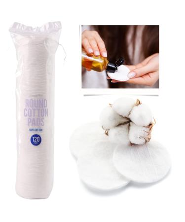 SRV HUB 120 Round Round cotton pads make-up remover pads cosmetic cotton pads double-sided disposable pads soft for adults and children skin care (120 pieces)