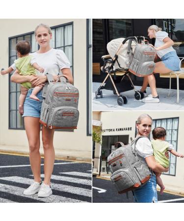 Waterproof Baby Diaper Bag Backpack with Changing Pad - Large Capacity Travel Bookbag for Mom - Grey - Buy Online on SooperMarket.com