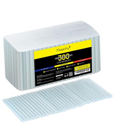 Magicfly Mini Hot Glue Gun Sticks, Huge Pack of 300, 4" Long and 0.27" Diameter Hot Melt Glue Sticks, Compatible with Most Glue Guns, Perfect for DIY Craft Projects and Sealing 300 Sticks - 4" x .27"