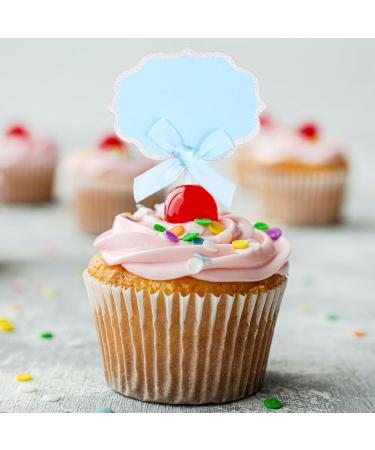 Cupcake Toppers 10 Pieces Paper Writable Cake Toppers for Birthday Baby Shower Party Celebration Cake Desert Decoration Blue Pink Purple Green Yellow - Buy Online on SooperMarket.com