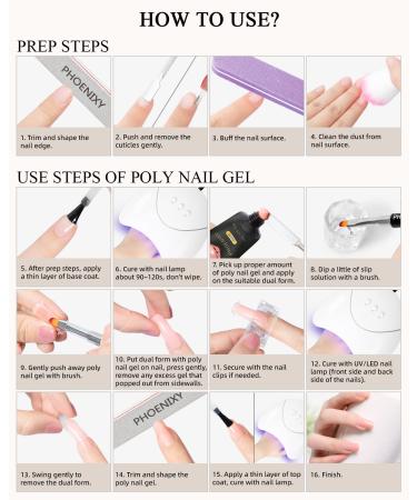 Phoenixy Poly Nail Gel Kit - 10 Colors Poly Extension Starter Set with Top Coats & Manicure Tools - Ideal Gifts for Women - Buy Online on SooperMarket.com