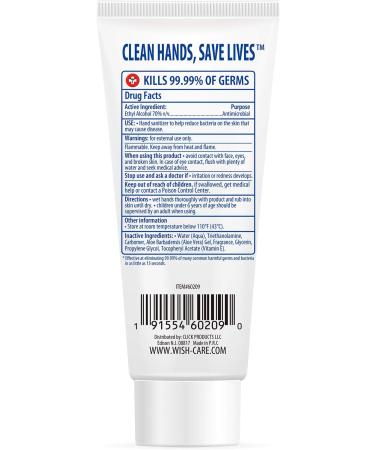 Wish Hand Sanitizer 3.38oz Tube - Convenient 1 Pack | Effective Germ Protection - Buy Online on SooperMarket.com