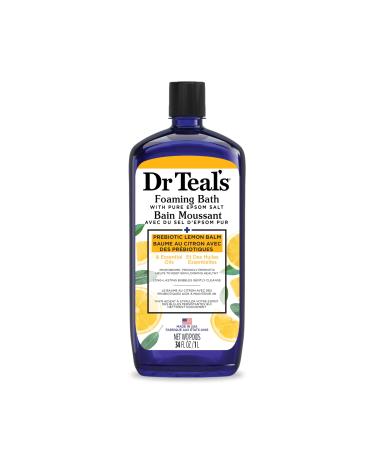 Dr Teal's Foaming Bath with Pure Epsom Salt Prebiotic Lemon Balm and Essential Oils 34 fl oz
