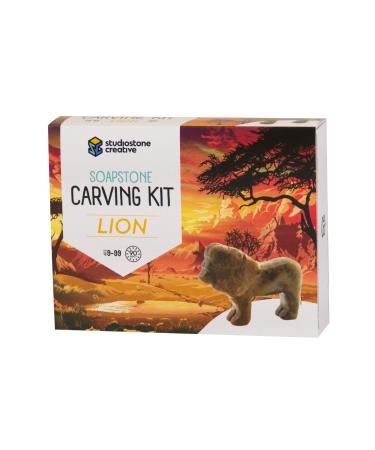 STUDIOSTONE CREATIVE Lion Soapstone Sculpture Stone Carving DIY Arts Crafts Kit Kids Adults