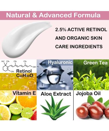 Retinol Moisturizer Cream For Face&Eye Area Anti Aging Wrinkles & Acne & Fine Lines with Vitamin E&Hyaluronic Acid & Jojoba Oil.Best Night&Day Facial Cream.With 2.5% Active Retinol (50Milliliter) - Buy Online on SooperMarket.com