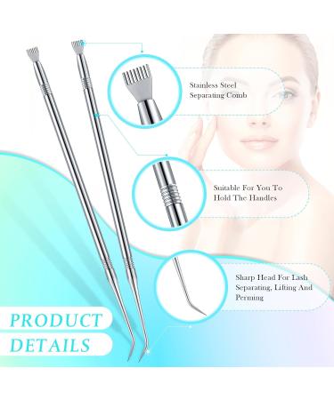 Chumia Eyelash Lift Perm Tool Set - 2 Stainless Steel Lash Separator & Tint Rods for Eyelash & Eyebrow Perming Curling & Extensions - Premium Silver Tools - Buy Online on SooperMarket.com