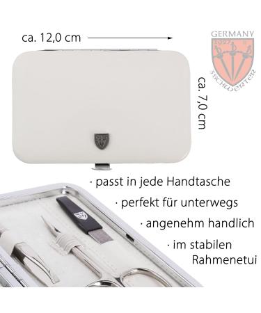 Buy Three Swords Genova 6-Piece Manicure Set | Premium Nail Care Kit in White Synthetic Leather Case | Scissors Clippers Tweezers & Glass Files - Buy Online on SooperMarket.com