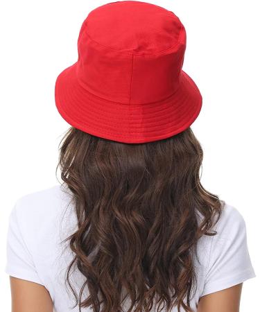 Women's Reversible Black-Red Bucket Hat for Summer | Outdoor Beach Cap - Buy Online on SooperMarket.com