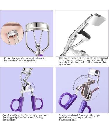 Metal Eyelash Curler Curl Up Lash Curler Long Lasting Eyelash Makeup Tool with Spring Assist Silicone Pad Lifted Eye Lash Curlers for Girls and Women Fits All Eye Shape(Purple) - Buy Online on SooperMarket.com