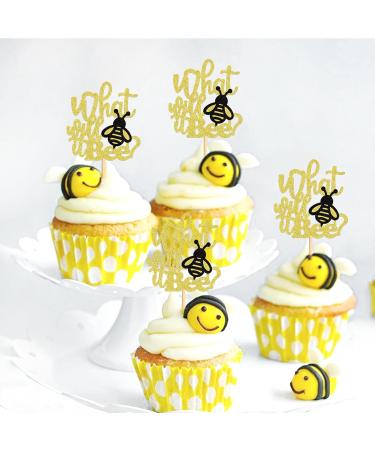 Cyodoos 24Pcs Bee Cupcake Toppers What Will It Bee Cake Decorations for Bee Theme Baby Shower Kids Boys Girls Birthday Party Decoration Supplies Bee5 - Buy Online on SooperMarket.com