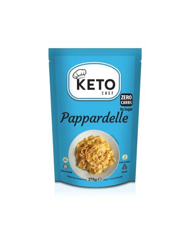 Keto Chef Pappardelle Pasta Instant Noodles - Konjac Vegan Pasta Kit Zero Carb & Sugar Free-from & Fat Free Shirataki Suitable for Vegans Low Calorie Diet Food | Ready to Eat (270g) Pappardelle 270.00 g (Pack of 1)