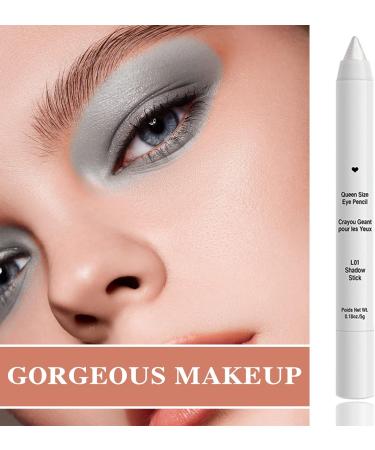 White Glitter Eyeshadow Stick Shimmer Durable Highlighter Eyeshadow Pencil Highly Pigmented Metallic Long Wear Waterproof Cream Eye Brightener Stick Eye Shadow Eyeliner Crayon Makeup Pen - Buy Online on SooperMarket.com