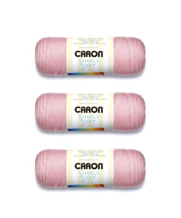 Caron Simply Soft Soft Pink Yarn - 3 Pack of 170g/6oz - Acrylic - 4 Medium (Worsted) - 315 Yards - Knitting/Crochet