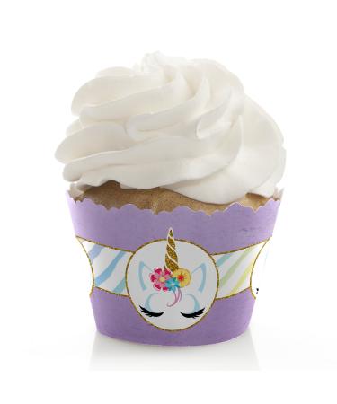 Rainbow Unicorn - Magical Unicorn Baby Shower or Birthday Party Decorations - Party Cupcake Wrappers - Set of 12