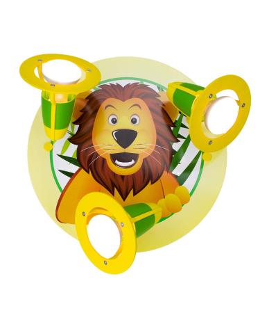 Elobra ceiling lamp lion animal lamp for children boys or girls lamp 3 swivel spots with E14 socket green yellow
