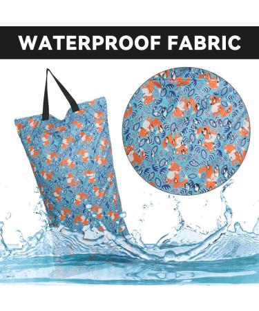 Wet Bag Waterproof Large Double Zipper Reusable Wet Bag for Baby Diaper Gym Beach Pool - Fox Design | 40x70cm - Buy Online on SooperMarket.com