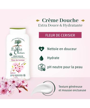 Le Petit Olivier Cherry Blossom Shower Cream 16.9 oz | Moisturizing Body Cream for Sensitive Skin | Natural Ingredients Glycerin & pH Neutral | Soap-Free & Dye-Free - Buy Online on SooperMarket.com