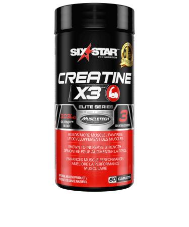 Six Star Creatine Six Star Creatine X3 Pills Creatine Monohydrate Post Workout Muscle Recovery and Muscle Builder for Men and Women Creatine Supplements 60 Count Capsules 60 count (Pack of 1)