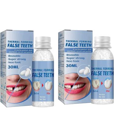 WTTFC Temporary tooth repair set for missing broken teeth heat pearls dental tooth filling material thermal adhesive passport pearls vampires fake dentures for Halloween cosplay 60g
