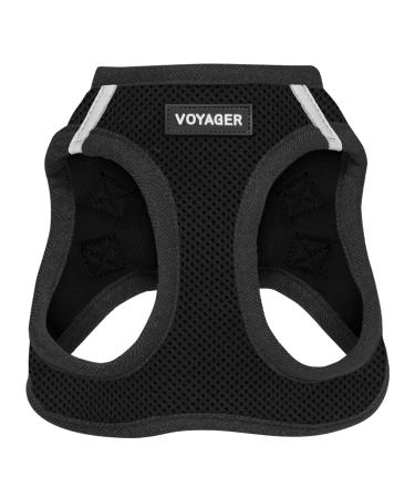Voyager Step-in Air All Weather Mesh Harness & Reflective Dog 5 ft Leash Combo, Neoprene Handle, for Small, Medium, Large Breed Puppies by Best Pet Supplies - Leash Harness Harness (Black/Black Trim) S (Chest: 14.5 - 16")