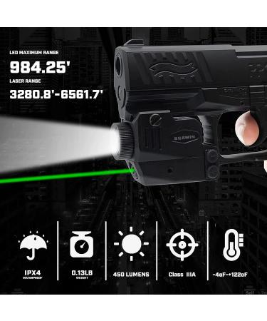 Pistol Light with Red&Green Laser | Rechargeable Compact Weapon Light | Adjustable Rail Mounted Laser Combo | Magnetic Charging | LED Strobe Function - Buy Online on SooperMarket.com
