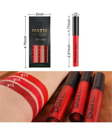 3Pcs Matte Lip Gloss Set Matte Liquid Lipstick Set Lip Stain Long-Lasting Waterproof Lipgloss Makeup Gift Lipsticks Set Vibrant Lips Set (05) #05 - Buy Online on SooperMarket.com
