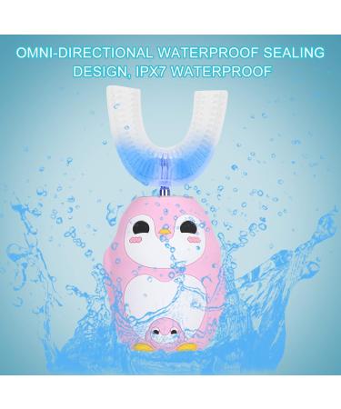 Kids Electric Toothbrush with U-Shaped Silicone Brush Head & 60ml Toothpaste - Pink | IPX7 Waterproof - Buy Online on SooperMarket.com