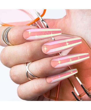 240 Extra Long Aurora Pattern Ballerina Coffin False Nails - Solid Color Full Cover Fake Nails for DIY Nail Salon - Buy Online on SooperMarket.com