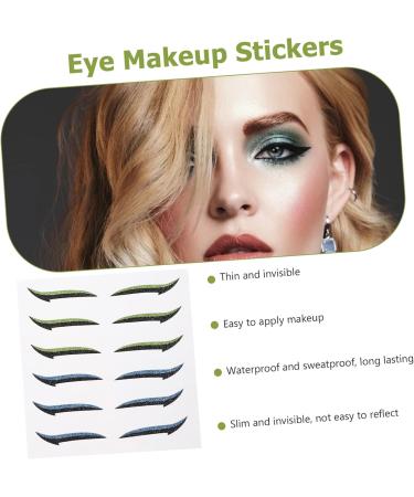 Mikinona Green Stickers Glitter Eyeshadow 12 Pairs Glitter Eyeliner Eye Makeup Tools Eyeliner Decal Invisible Eye Line Strips Miss Double Eyelid Sticker Adhesive Tape Glitter Stickers - Buy Online on SooperMarket.com