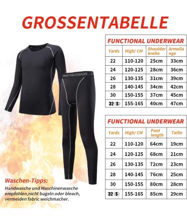 Linlook Kids Thermal Underwear Set - Breathable Winter Sports Gear | Long-Sleeved Top & Long Underpants for Ski & Football (Size 24 Black) - Buy Online on SooperMarket.com