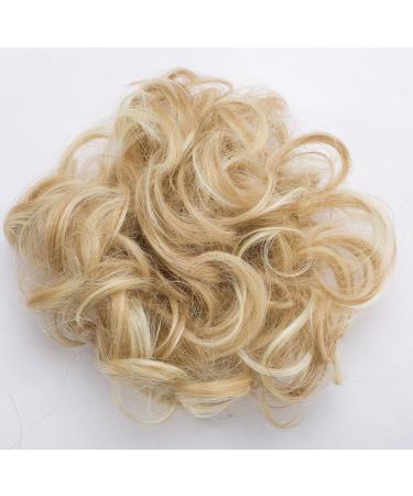 Wavy Curly Messy Hair Bun Updo Scrunchie Extension - Dark Blonde to Bleach Blonde - Buy Online on SooperMarket.com
