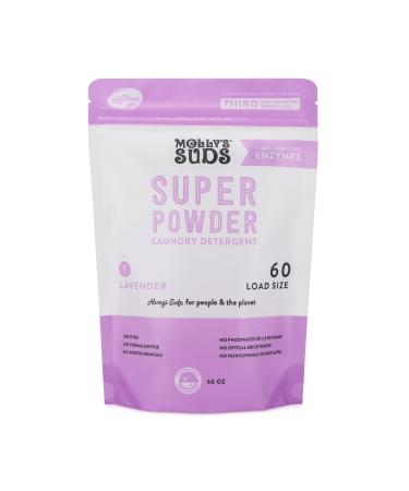 Molly's Suds Super Powder Detergent | Natural Extra Strength Laundry Soap, Stain Fighting & Safe for Sensitive Skin | Earth Derived Ingredients | Lavender Scented, 60 Loads Lavender - 60 Loads