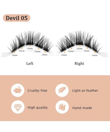 14 Pairs D Curl Cluster Lashes - 140 PCS DIY Individual Wisps, Reusable Segments for Professional Makeup - Devil 05-D - Buy Online on SooperMarket.com