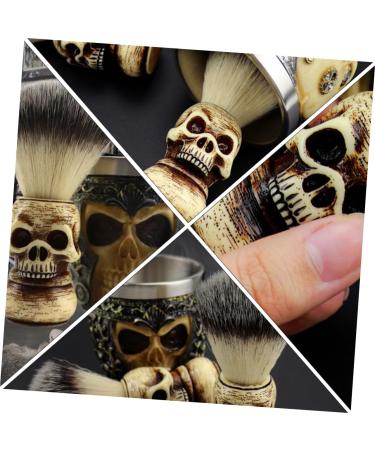 Buy Balacoo Skull Beard Brush Set - Men's Badger Shaving Brush & Mug | Premium Barber Tools for Facial Cleaning & Shaving Soap Bowl - Buy Online on SooperMarket.com