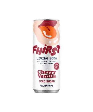 FHIRST Living Soda - Cherry Vanilla | Probiotic/Prebiotic Soda for Gut Health | Natural Zero Sugar or Sweetener | Drink for Gut Health | 12 x 330ml pack