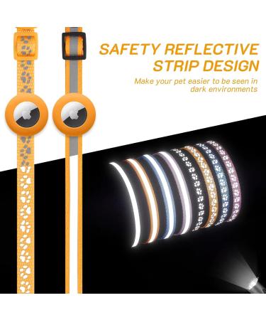 Lafayi 2 Pack Airtag Cat Collar with Bell | Reflective GPS Tracker Case | Personalized Safety Clasp Collars for Cats - Orange - Buy Online on SooperMarket.com