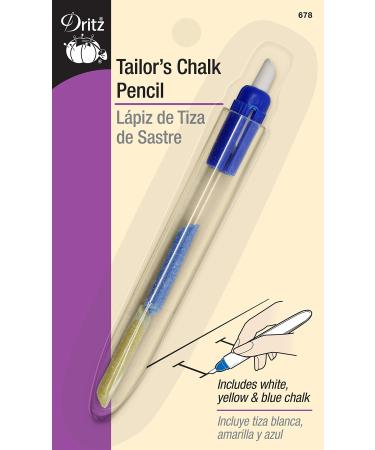 Dritz Chalk Tailor's Pencil  1 Count (Pack of 1)  White  Yellow  Blue Pencil and Holder
