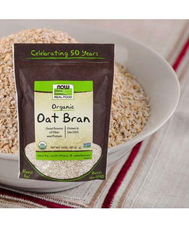 NOW Foods Natural Oat Bran - 14 oz | High-Quality Fiber-Rich Superfood - Buy Online on SooperMarket.com
