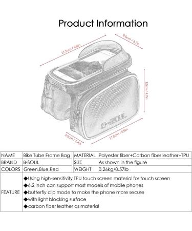 AIXIN B-Soul Bike Tube Frame Bag Saddle Bag | Waterproof Green | 6.2Inch Touchscreen Phone Holder for Bicycle Riding - Buy Online on SooperMarket.com