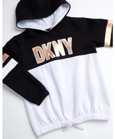 DKNY Girls' 2-Piece Fleece Pullover Sweatshirt & Stretch Leggings Set, Black/White - Size 7 - Buy Online on SooperMarket.com