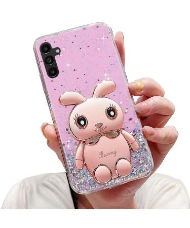 Tivenfezk Nadoli for Samsung Galaxy S23 Fe Hase Hidden Stand Shell caricature glitter rabbits stand Soft silicone bling cell phone case transparent protective cover samsung galaxy s23 fe rosa