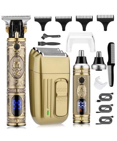 Karrte Men s Grooming Kit Professional Hair Clippers and Shaver for Men Electric Razor and Nose Trimmer Set Beard Trimmer with 3 Foil Head Gifts for Men 963-bronze
