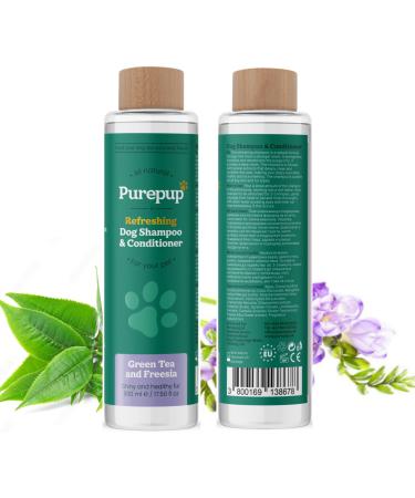 PUREPUP's All-Natural Dog Shampoo & Conditioner - Green Tea & Freesia Extracts 500ml Bottle Suitable for All Skin Types Soothes Dryness & Itchiness Vegan-Friendly