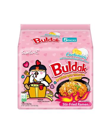 Samyang Buldak Carbo Korean Spicy Hot Chicken Stir-Fried Noodles 4.94oz (Pack of 5) Carbo 5 pk 4.58 Ounce (Pack of 5)