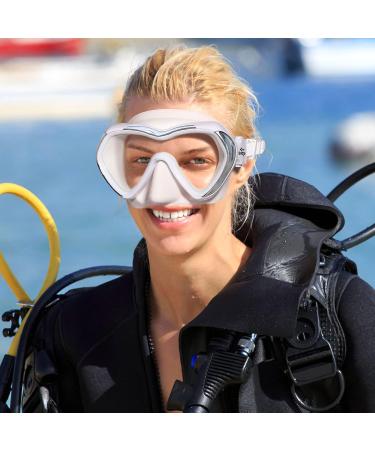 Seago Snorkel Diving Mask Swim Goggles - Stylish Clear Vision Anti-Fog Underwater Goggles for Adult Youth | Waterproof with Nose Cover - White - Buy Online on SooperMarket.com