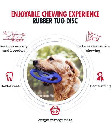 Tough Tug-of-War Flying Disc Toy for Dogs | SuperChewy Strong Natural Rubber Frisbee | Durable Chew Toy for Aggressive Chewers | Large Size 22 cm - Buy Online on SooperMarket.com
