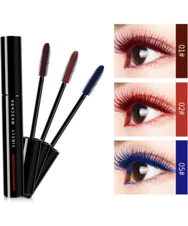 Joyeee Coloured Mascara Waterproof Brown Mascara Voluminous 4pcs 4D Silk Fiber False Lash Effect Tubing Mascara Eyelash Comb Volume Length Long Lasting Smudge Proof Lashes Make Up for Women Girl #043 - Buy Online on SooperMarket.com