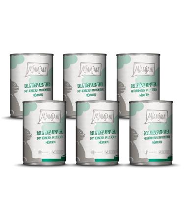 Mjamjam - Premium wet food for cats - delicious reindeer with chicken on delicious carrot 6 -pack (6 x 400 g) grain free with extra meat reindeer + chicken 400 g (6 Pack)